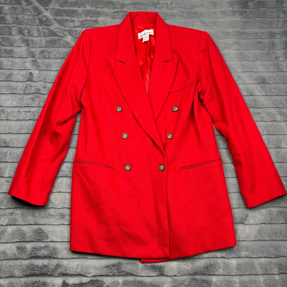 David Benjamin Red 100% Wool Double Breasted Blazer Vintage Size 10 Made in USA